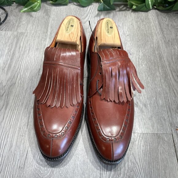 Vintage Footjoy Tassle Golf Shoe Loafers Spikes Brown Leather Men Size 9.5 D main image 9